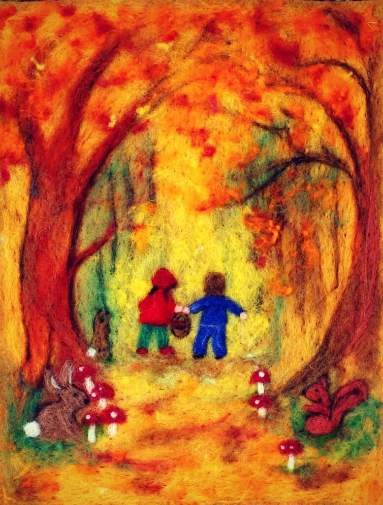 130501-Cathrine-Jis-needle-felted-fall-Hansel-and-Gretel-in-the-woods-picture-778x1024